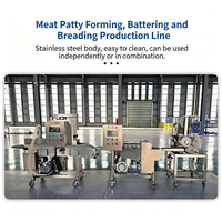 Machine industrielle de fabrication de galettes de viande, équipement automatique de formage de hamburgers 380V 50Hz avec intégration de ligne de panure et de panification