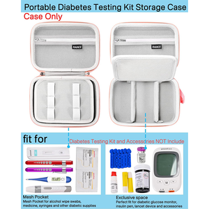 Kotak Perawatan Diabetes EVA yang Tahan Lama dengan Kantong Jaring untuk Jarum Pena Insulin, Alat Pengukur Glukosa Darah, Organizer Darurat Perjalanan - Product Image 4