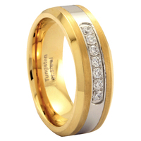Bague de mariage pour homme Cheng Jewelers CNC, 8 mm, entièrement incrustée de CZ, bague en tungstène plaquée deux tons, pour cadeaux d'anniversaire