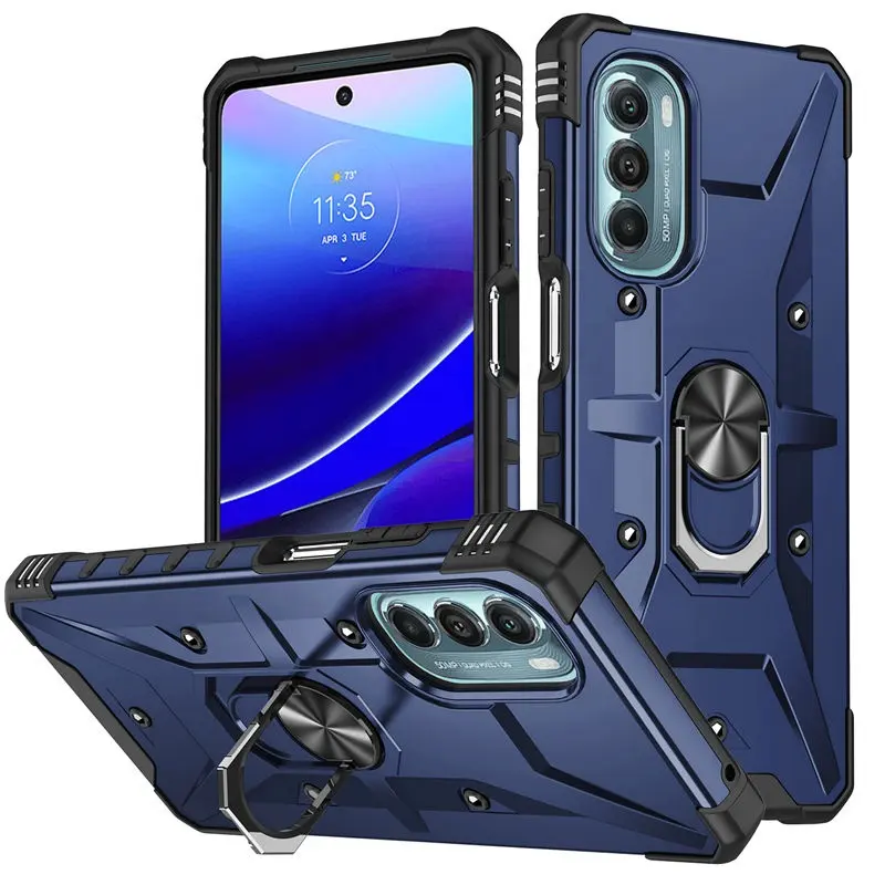 Coque de téléphone PC + TPU Armor antichoc Defender pour Motorola G Stylus 5G 2022 Ring Kickstand Support de voiture magnétique