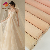 Rollo de Tela de Tul de Nailon Suave al Por Mayor del Fabricante, 160 cm de Ancho, Color Amarillo Champán 6420, Tela de Tul Bordada para Vestidos de Novia