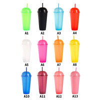 Gobelet en plastique PP à paillettes à paroi simple, sans BPA, grande capacité 700 ml, avec couvercle dôme et paille, pour bubble tea et café glacé, personnalisable avec logo