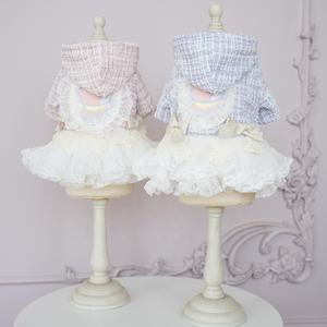 Luxury Tweed <strong>Dog</strong> Princess Dress Winter Thickened Fleece Lined Cotton Hooded Dress with Tulle Skirt Snap Closure Elegant Pet <strong>Gown</strong> - Product Image 2