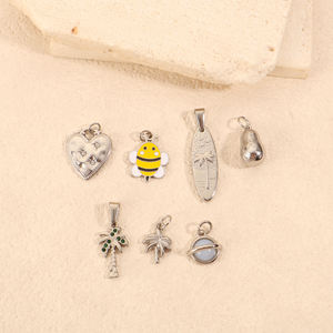 Accesorios de joyería DIY colgante de palmera de acero inoxidable Chapado en PVD 18K dijes impermeables viaje Torre Eiffel Big Ben encanto - Product Image 3