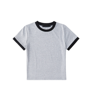 Venta al por mayor de las mujeres Slim Fit Ringer Tee Sport Top Fitness mujeres <span class=keywords><strong>manga</strong></span> corta Crop Top <span class=keywords><strong>camiseta</strong></span> gimnasio mujeres <span class=keywords><strong>camiseta</strong></span> Puffed impresión - Product Image 1