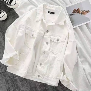 Haut à manches longues en denim <span class=keywords><strong>blanc</strong></span> ample rétro pour femmes, nouvelle collection printemps-automne 2024 Yuhong - Product Image 3