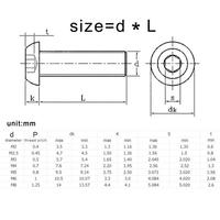 Vis à tête ronde hexagonale en acier au carbone noir SDPSI DCT ISO7380 métrique M2 M2.5, longueur 3-60 mm