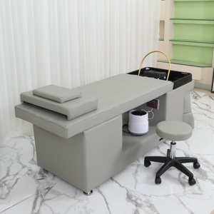 Centre d'équipement de salon Chaise de salon avec <span class=keywords><strong>shampoing</strong></span> Lit de station de <span class=keywords><strong>shampoing</strong></span> moderne Lit de <span class=keywords><strong>shampoing</strong></span> de massage à la vapeur avec plateau - Product Image 5