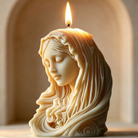 Bougie parfumée de méditation spirituelle, statue 3D de la Vierge Marie et de Jésus, bougie sculptée artisanale en cire de soja, bougie décorative