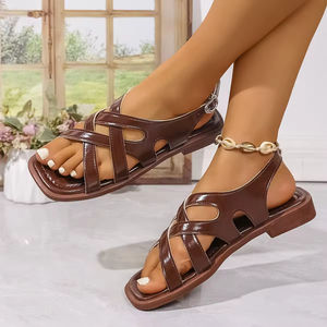 Sandalias Romanas Retro Tejidas de Moda con Punta Abierta y Tacón Bajo Cuadrado para Mujer, Ideales para la Playa, Colección Verano 2026 - ¡Novedad! - Product Image 5