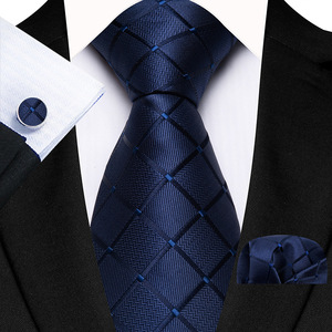 Corbatas Formales a Cuadros de <span class=keywords><strong>Color</strong></span> Azul Marino <span class=keywords><strong>para</strong></span> Hombre, <span class=keywords><strong>Corbata</strong></span> de Lujo de 8 cm con Pañuelo de Bolsillo, Juego de Regalo, Tejido Jacquard, Accesorios <span class=keywords><strong>para</strong></span> <span class=keywords><strong>Traje</strong></span> de Negocios - Product Image 1