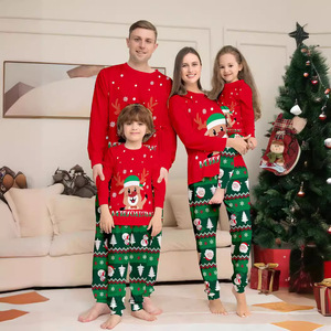 Vente en gros de pyjamas de Noël assortis pour la famille, ensemble rouge/vert, vêtements de nuit pour les fêtes, pyjamas pour couple, parents, enfants, frères, sœurs, personnalisables - Product Image 2