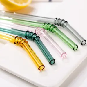 100% food grade colorful borosilicate bending glass straw