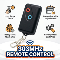 Télécommande de porte de garage Scimagic 303 MHz à code roulant, 2 boutons, cercle rouge et bleu, porte-clés noir, émetteur d'ouverture de portail