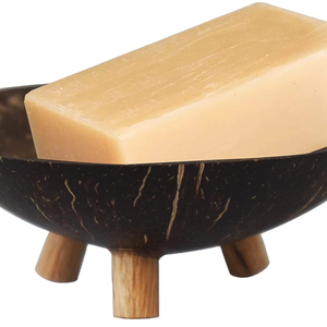 Porte-savon en coquille de noix de coco pour la salle de bain, en matériaux naturels, porte-savon en coco pour cadeau - Product Image 3