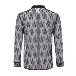 <span class=keywords><strong>Camicia</strong></span> da <span class=keywords><strong>uomo</strong></span> di nuovo stile in <span class=keywords><strong>pizzo</strong></span> a maniche lunghe aderente e Top Sexy trasparente alla moda - Product Image 3