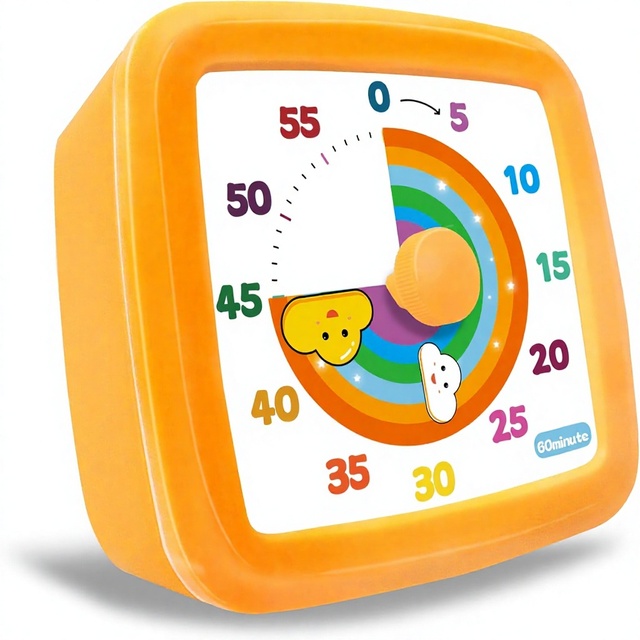 Visual Timer Kids 60-Minute Countdown Clock Silent Operation Adjustable Alarm Time Management Tool PVC Material Classroom