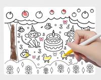 Napperon pour enfants en silicone lavable écologique sans BPA personnalisé pour peinture dessin tapis de table à colorier en silicone