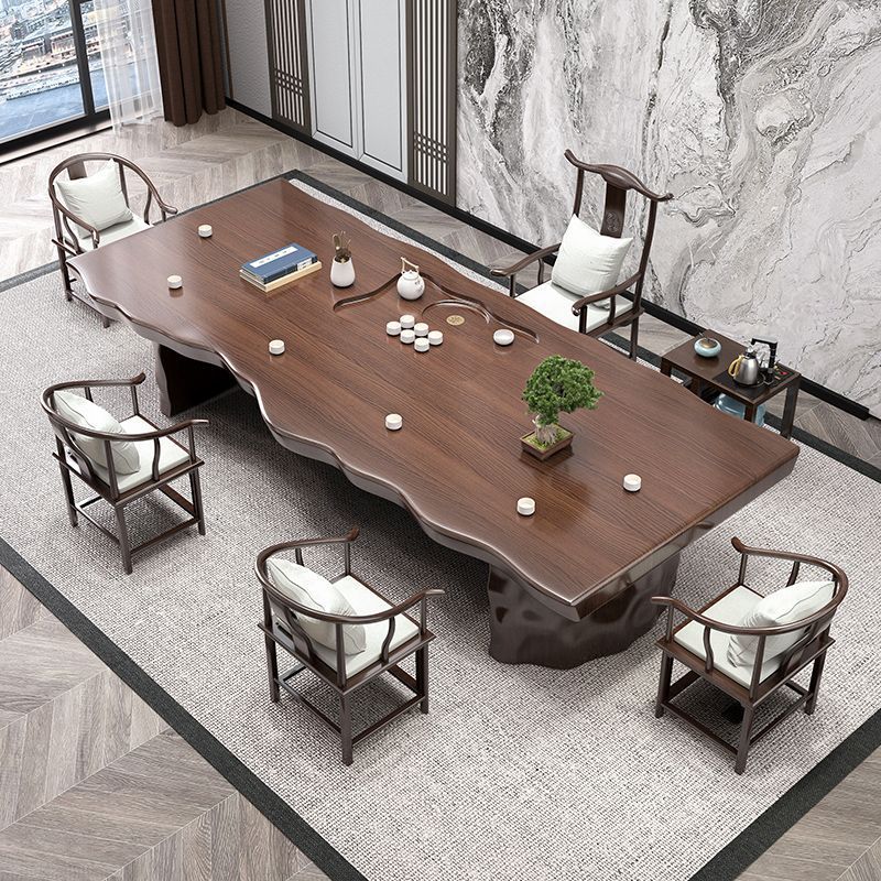 Mesa de té de 1,6 metros, silla principal, 4 sillas de invitados, mesa de té