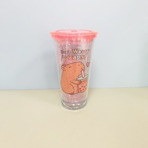 Capibara Double Layer Straw Cup 450ml Colorful Cartoon Design For Drinks Party Use - Product Image 2