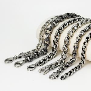 <b>Mens</b> Stainless Steel Cuban Link Bracelet Heavy Duty Black Oxidized Retro Gothic Punk Biker Style Jewelry Adjustable for <b>Men</b> - Product Image 1