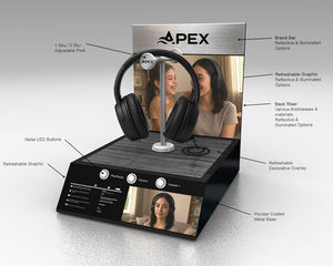 Apex מודרני מסוגנן תצוגת אוזניות תצוגה earphone הוביל עצם אור הולכה מסך headpontop אקריליק - Product Image 5