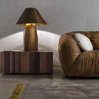 Lampe de table LED sculpturale géométrique en albâtre italien, élégante et luxueuse, en laiton, pour hôtel, villa, maison, luminaire décoratif