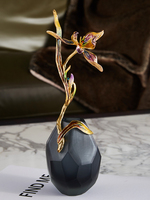 RORO décor à la maison moderne luxe noir créatif émail Iris orchidée ornement décoratif pour la maison bureau hôtel aéroport musée hospita