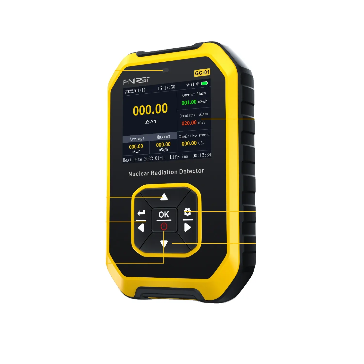 Fnirsi GC-01 detector de radiação pessoal, contador digital, radiação digital, dosimetro, detector de raios x, bta gama, testador radiativo