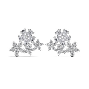 Dylam xinh xắn đồ trang sức thời trang năm mới giáng sinh Xmas Lễ Hội Phụ Nữ Cô Gái 5A Cubic Zirconia Fine cụm hoa Stud Bông tai - Product Image 1
