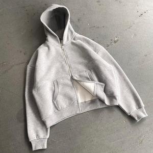 Felpa <span class=keywords><strong>Streetwear</strong></span> Pesante con Cappuccio e Zip 100% Cotone Felpato Senza Marchio Vintage a Doppio Strato Personalizzata per Brand Effetto Invecchiato da Uomo - Product Image 5