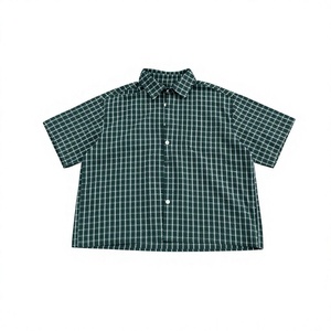 Custom Logo Summer t <b>Shirts</b> Casual Plaid <b>Shirt</b> Oversized Boxy Fit <b>Button</b> <b>up</b> <b>Shirts</b> for Men - Product Image 1