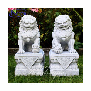 Trang Trí Nhà Cửa Ngoài Trời Đá Cẩm Thạch Chạm Khắc Cặp Fu Foo Chó Người Giám Hộ Tượng Sư Tử Tượng Phong Thủy Điêu Khắc - Product Image 4