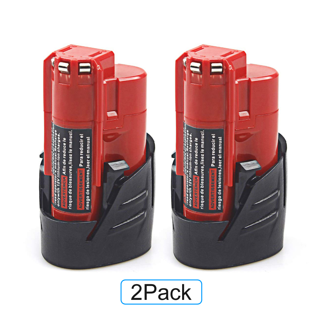 Waitley 2Pack 12V 2.5Ah LI-ION 2500mAh Battery for Milwaukee M12 XC Cordless Power Tools 12 v 48-11-2440 48-11-2402\2411