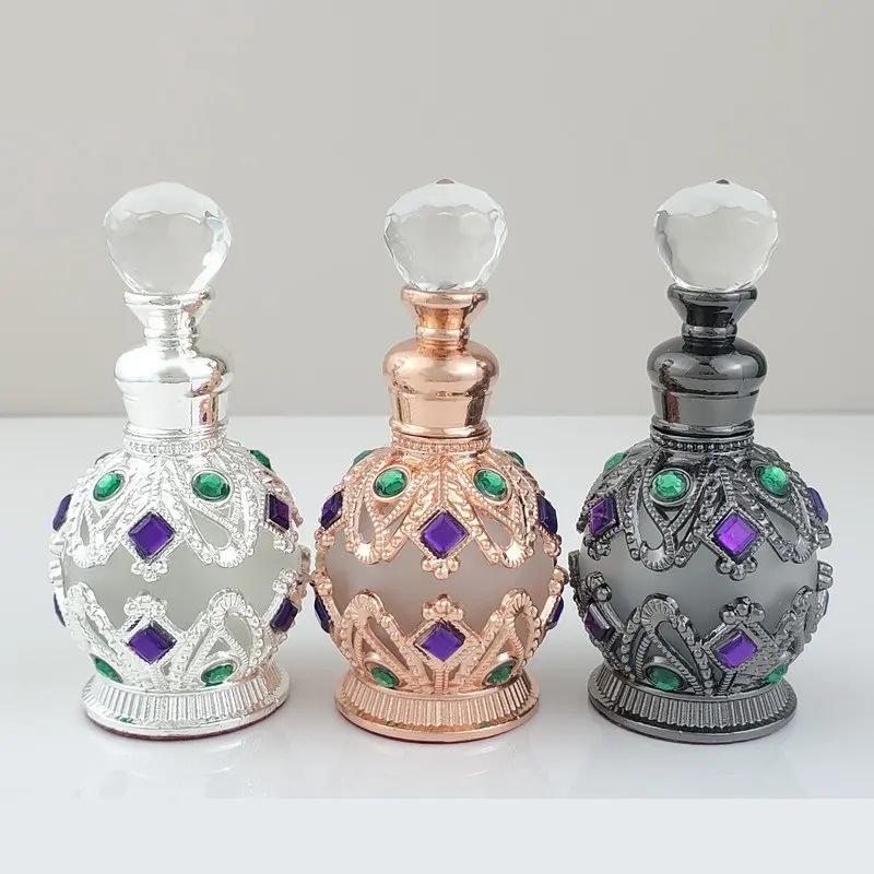 Luxus arabisch Dubai-Stil Oud Ätherisches Öl Parfüm-Flasche Glaskörper mit Gravur einfaches offenes Ende kosmetische Verwendung Bakhoor Parfüm