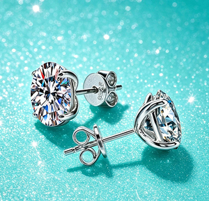 Boucles d'oreilles clous en moissanite ovale brillante S925 en argent sterling, couleur D, VVS1, 1 carat, plaquées rhodium, vente en gros d'usine pour femmes - Product Image 6