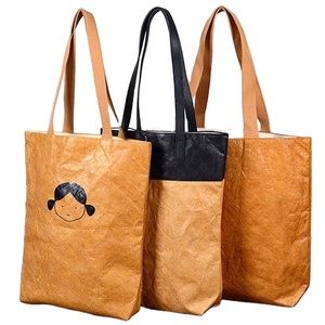 Wholesale Custom Logo Printed Eco Waterproof Splash Washable Plain Brown Kraft Tyvek Paper Packaging <b>Shopping</b> <b>Tote</b> <b>Bag</b> - Product Image 4