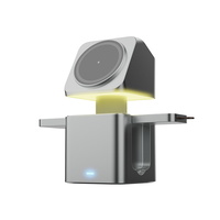 Chargeur sans fil 3 en 1 15W, lumière de nuit électrique tactile, station de charge rapide pliable magnétique pour iPhone, Watch, AirPods