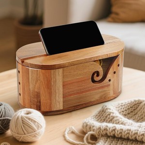 Oval yarn bowl, <b>crochet</b> yarn holder with 9 knitting <b>hooks</b>, yarn storage <b>crochet</b> bowl knitting <b>hook</b>. - Product Image 3