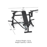 Machine à presse pectorale à plaques Tellus - Banc de musculation inclinable/declinable/plat réglable pour les bras et le dos, usage commercial léger