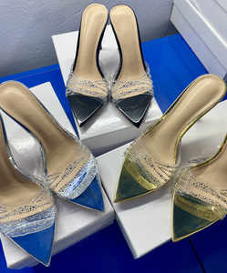 Sandali Estivi Traspiranti con Punta a Spillo in TPU per <span class=keywords><strong>Donne</strong></span>, Tacco Alto a Stiletto con Decorazioni in Strass, Stile Europeo e Americano - Product Image 6