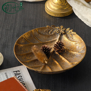 Bandeja ovalada vintage decorativa para el hogar, mesa de centro, frutero, adorno metálico con patrón de plantas - Product Image 1