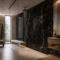 Panneau mural en marbre UV noir et or WYRAX pour la décoration de la réception des hôtels et le revêtement mural