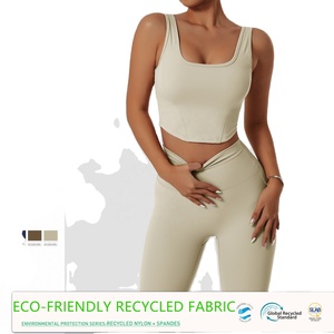 Ensemble tissu recyclé écologique Leggings de yoga taille haute pour femmes vêtements d'extérieur cyclisme course vêtements de sport - Product Image 2