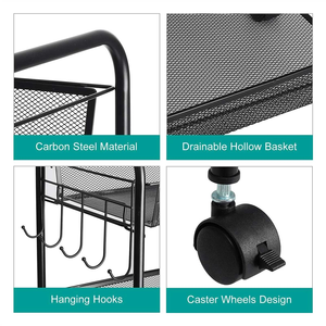Carrito de Almacenamiento Multifuncional con Ruedas, Estante Metálico de Varios Niveles, Carrito de Cocina con Cesta para Almacenamiento de Vegetales - Product Image 2