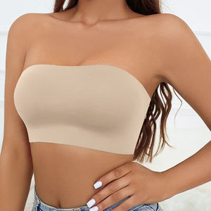 Women Strapless Padded Seamless Side Button Cross Bandage <b>Bra</b> Comfortable <b>Smooth</b> Underwear Back Wrap <b>Bra</b> - Product Image 2