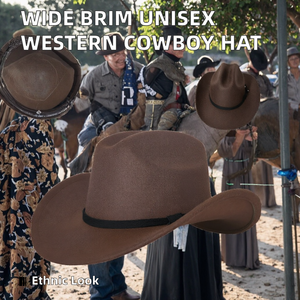 Wholesale Unisex Wide Brim Western Cowboy <b>Hat</b> Metal Buckle Strap <b>Band</b> Imitation Felt Outdoor Ranch Travel Fishing Party Costume - Product Image 2