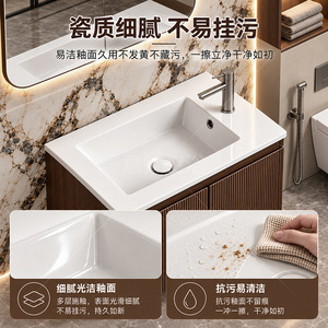 Lavabo Pequeño de Cerámica Italiano de Titanio, Lavabo de Encimera de Una Pieza con un Solo Orificio para Baño - Product Image 3