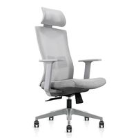 Chaise de bureau exécutive durable avec dossier haut, hauteur réglable et structure en aluminium, modèle en tissu