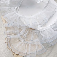 Dentelle plissée élastique double couche couleur unie en fil de neige RYL pour scrunchies, jupes, poignets et vêtements de poupées DIY